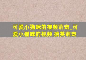 可爱小猫咪的视频萌宠_可爱小猫咪的视频 搞笑萌宠